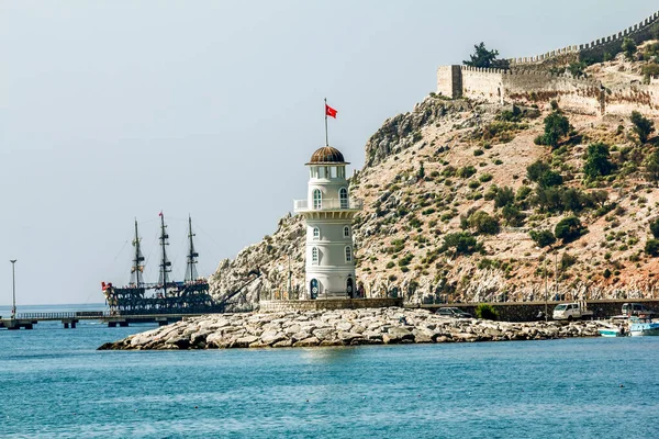 Alania Turkey September 2020 Lighthouse Harbor Alanya Turkey Dawn — Stock Photo, Image