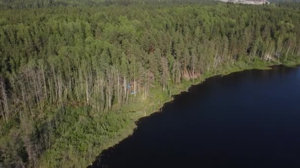 Voo sobre lagos e florestas na Carélia, na Rússia. — Vídeo de Stock