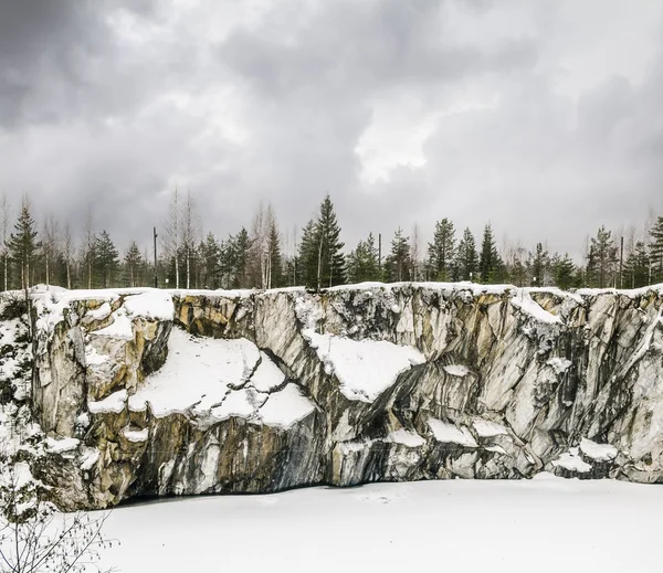 Harsh northern Misty landscape. Ruskeala marble quarries in Kare — Stock Image Harsh northern Misty landscape. Ruskeala marble quarries in Kare Stock Picture