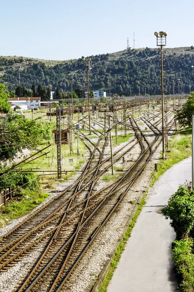The railway junction in the town of Bar in Montenegro — Stock Photo, Image