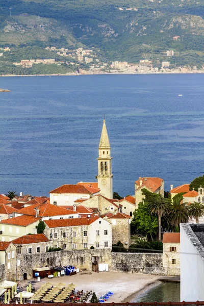 Old town of Budva in Montenegro at sunset Stock Picture