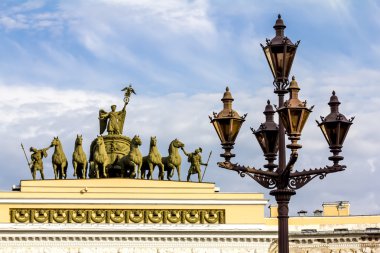 Fenerler üzerinde Palace Square, Saint-Petersburg.Russia.