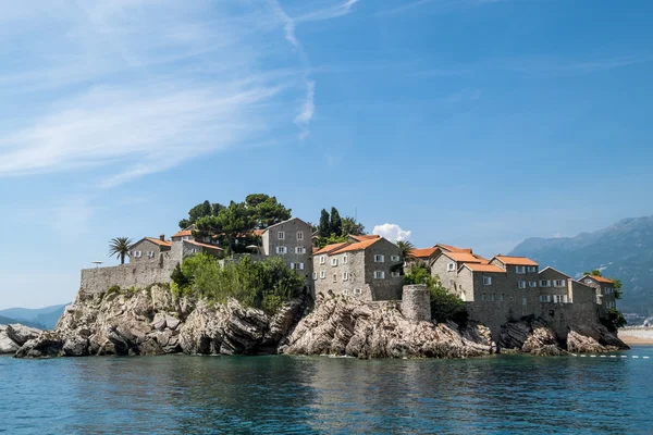 Island-hotel of Sveti Stefan in Montenegro on a  summer day — Stock Photo, Image