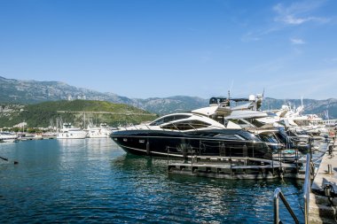 Budva, Karadağ eski town Limanı ve misafir