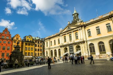 Stockholm.Sweden yılında Gamla Stan'da kare Stortorget.