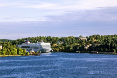 Tallink Romantica yüzen Stockholm Baltık Denizi'nde feribot. S