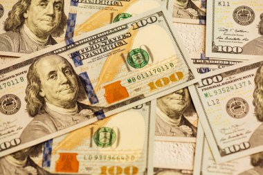 Farklı banknotlar. Dolar geçmişi. Farklı Amerikan dolarlarının geçmişi. Finans kavramı.