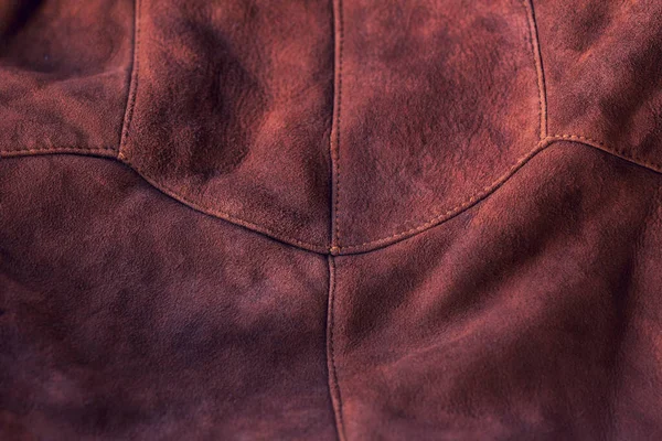 棕色衬垫背景绒毛织物 天鹅绒质地无缝皮革 感觉到物质宏观 棕色绒毛质地 设计师用材料 — 图库照片