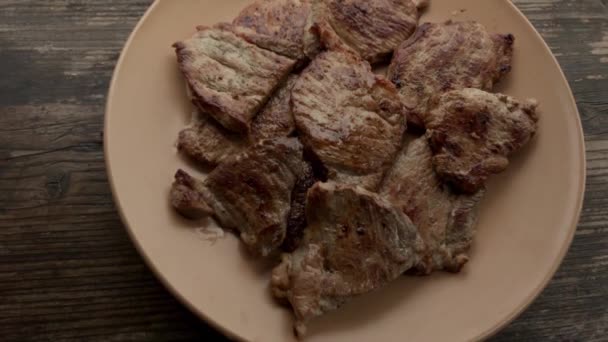 Zoute Reuzel Zelfgemaakte Reuzel Grote Stukken Een Plank Groot Stuk — Stockvideo