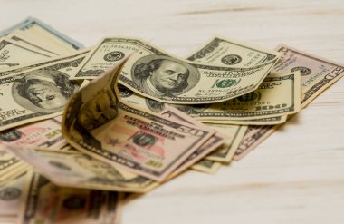 Dolar geçmişi. Dolar geçmişi. Farklı Amerikan dolarlarının geçmişi. Finans konsepti. Farklı banknotlar..