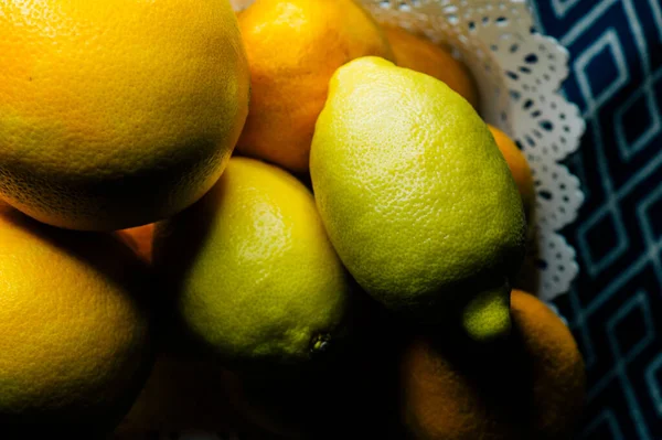 Diferentes Cítricos Fondo Vista Superior Limones Naranjas —  Fotos de Stock