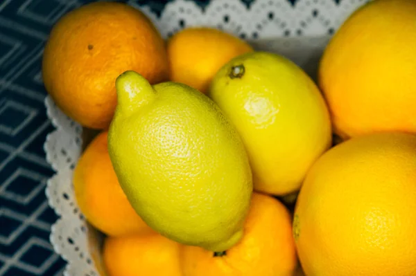 Diferentes Cítricos Fondo Vista Superior Limones Naranjas —  Fotos de Stock