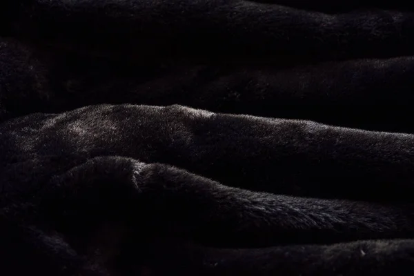 Χνουδωτό Μαύρο Ύφασμα Ψεύτικη Γούνα Μαύρο Είδη Ένδυσης — Φωτογραφία Αρχείου