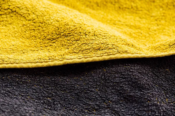 Textura Toalla Tela Rizo Amarillo Negro Toalla Rizo Amarilla Negra — Foto de Stock