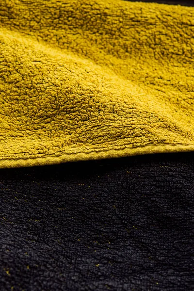 黄色和黑色的毛巾布质地 黄色和黑色特里毛巾 结构和结构 — 图库照片