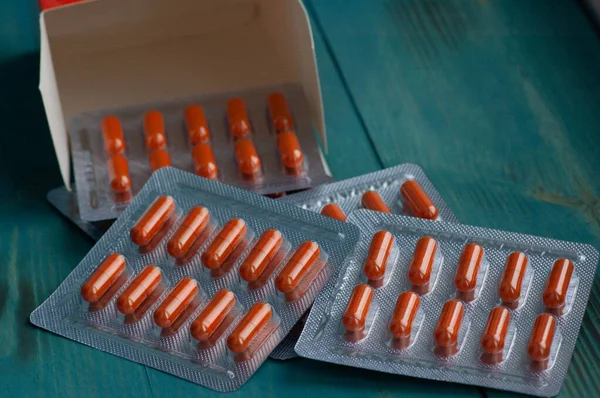 Medicine pills in packs, pills packed in blister pack. Full frame, concept be used for medical