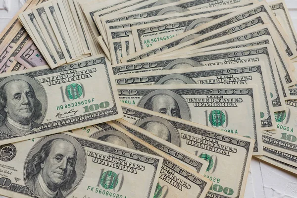 Poza Închidere Bancnotelor Dolari Americani Fundal Abstract Macro Shot — Fotografie, imagine de stoc