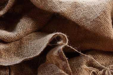 Çuval bezi dokusu. Arkaplan olarak çuval bej
