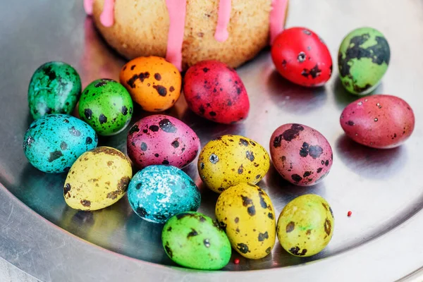 Ovos Codorniz Coloridos Páscoa Feliz Páscoa Férias Primavera — Fotografia de Stock