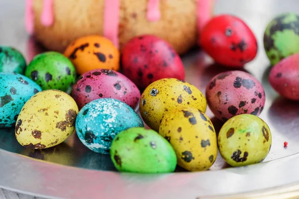 Ovos Codorniz Coloridos Páscoa Feliz Páscoa Férias Primavera — Fotografia de Stock