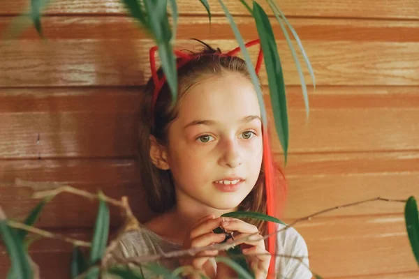 Hermosa Adolescente Sonriendo Retrato Una Adolescente Niña Años — Foto de Stock