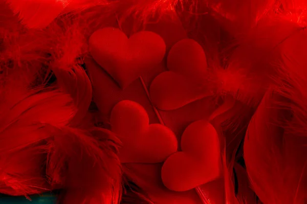 Hearts on red background. Red hearts concept valentines day. Romance and Valentine\'s Day