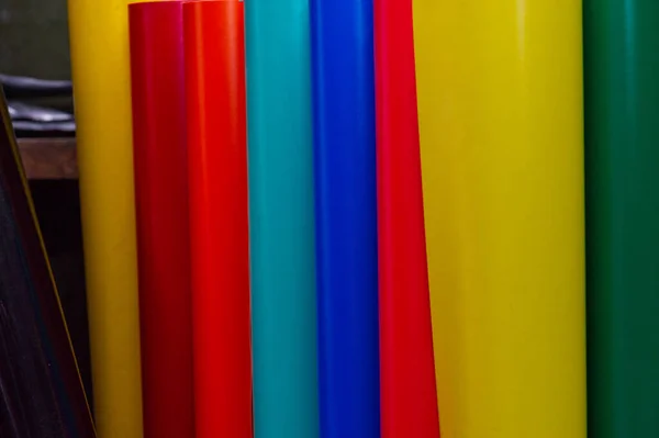 Цветной Виниловой Упаковки Автомобиля Плоттер Резки Наклейки Пленки Пленки Рулоны — стоковое фото