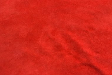 Keçeleşmiş makro. Kırmızı süet kumaş. Kumaş, deri, tasarımcılar için malzeme..