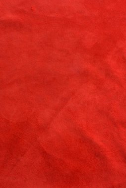 Keçeleşmiş makro. Kırmızı süet kumaş. Kumaş, deri, tasarımcılar için malzeme..