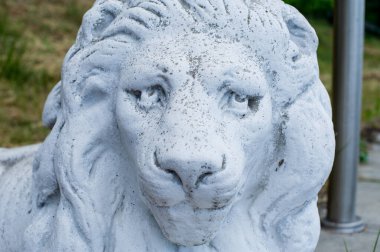 Aslan mimarisi, hayvan, beyaz aslan heykeli. Aslan heykeli.