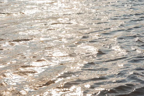 Güneş Parlayan Dokusu Küçük Dalgalar Göl Dalga Arka Plan Nehir — Stok fotoğraf