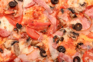 Pizza macro photography close-up as a background. Food macro photography. food fast tomato delivery