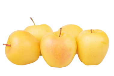 Altın Lezzetli 'nin sarı elmaları izole edilmiş. Elma meyvesi.