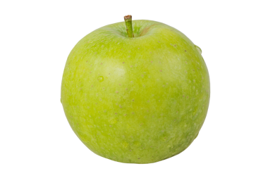 İzole edilmiş su damlaları ile olgun yeşil elma. Elma, meyve.