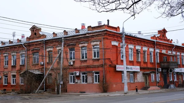 Αστραχάν Ρωσία Ιανουαρίου 2021 Παλιά Κτίρια Της Πόλης Οδός Admiralteyskaya — Φωτογραφία Αρχείου