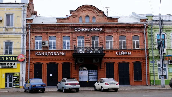 Asztrahán Oroszország 2021 Január Város Régi Épületei Admiralteyskaya Utca — Stock Fotó