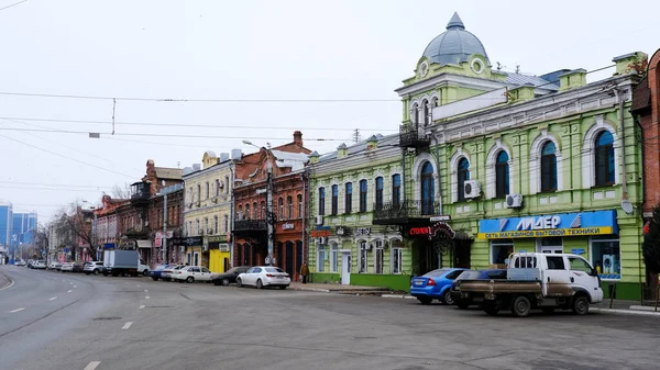 Astrakhan Russia January 2021 Old Buildings City Admiralteyskaya Street — Stock Photo, Image