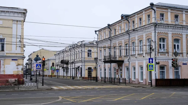 Astracán Rusia Enero 2021 Edificios Antiguos Ciudad Fachada Calle Nikolskaya —  Fotos de Stock