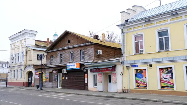 Astrakhan Rusya Ocak 2021 Şehrin Eski Binaları Cephe Nikolskaya Caddesi — Stok fotoğraf