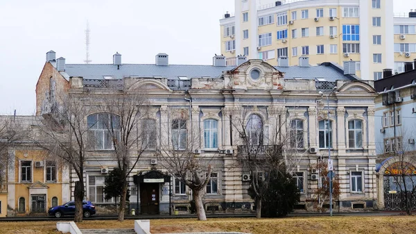 Astrakhan Russia January 2021 Old Buildings City Facade Red Embankment — Stock Photo, Image