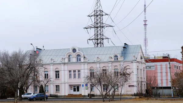 Astrachan Russland Januar 2021 Alte Gebäude Der Stadt Fassade Rote — Stockfoto