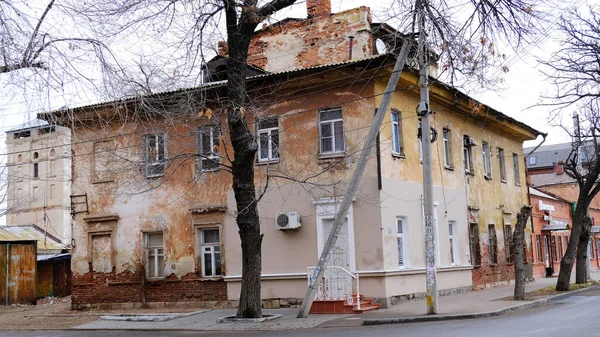 Astrakhan Russia January 2021 Old Buildings City Facade Red Embankment — Stock Photo, Image