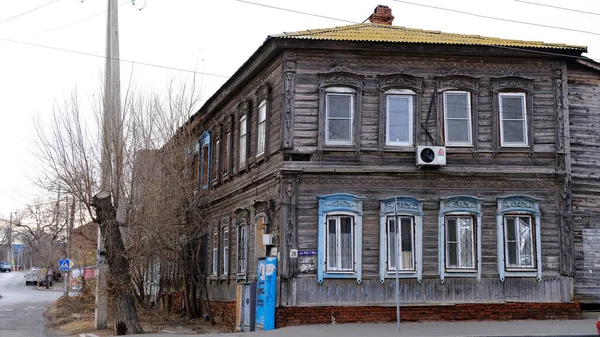 Astrakhan Russia January 2021 Old Buildings City Facade Embankment May — Stock Photo, Image