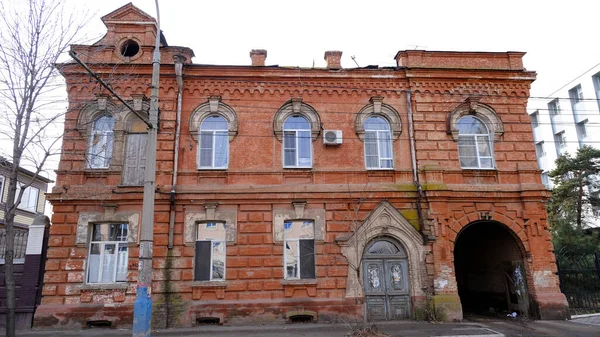 Astrachan Russland Januar 2021 Alte Gebäude Der Stadt Fassade Swerdlowstraße — Stockfoto