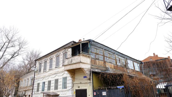 Astrachan Russland Januar 2021 Alte Gebäude Der Stadt Hausfassaden Anatoli — Stockfoto