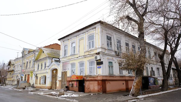 Astrachan Russland Januar 2021 Alte Gebäude Der Stadt Hausfassaden Anatoli — Stockfoto