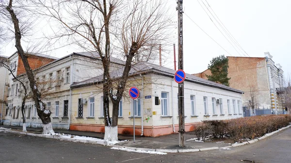 Astrakhan Rússia Janeiro 2021 Edifícios Antigos Cidade Fachadas Casas Anatoly — Fotografia de Stock