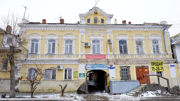 Astrakhan Ryssland Januari 2021 Gamla Byggnader Staden Fasader Hus Anatolij — Stockfoto