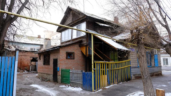 Astrakhan Russia January 2021 Old Buildings City Facades Houses Fioletova — Stock Photo, Image