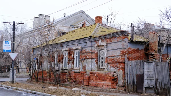 Astrakhan Russia Gennaio 2021 Vecchi Edifici Della Città Facciate Case — Foto Stock